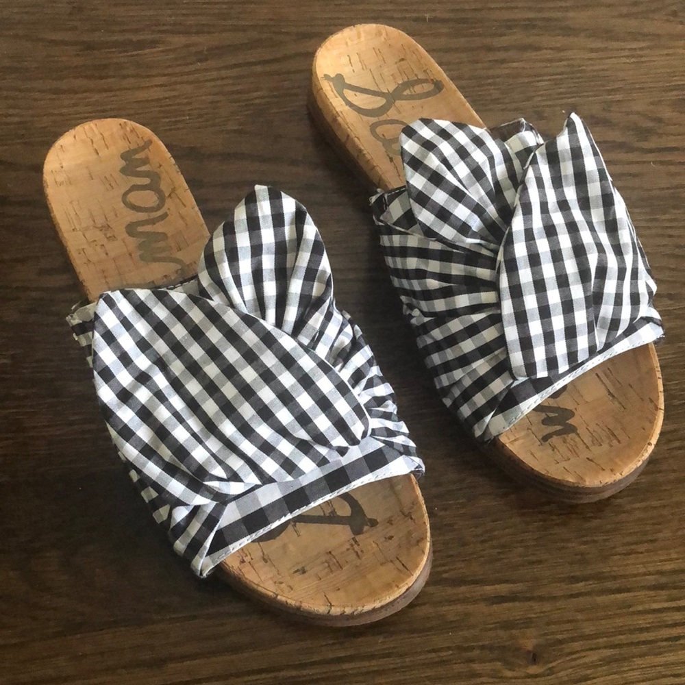 Gingham Sam Edelman “Heidi” Slides Size 8 Like New